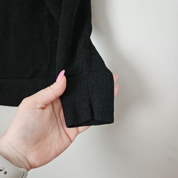 Ann Taylor Cardigan Sweater Short Business Casual Neutral Black Knit Classic - Picture 6 of 10